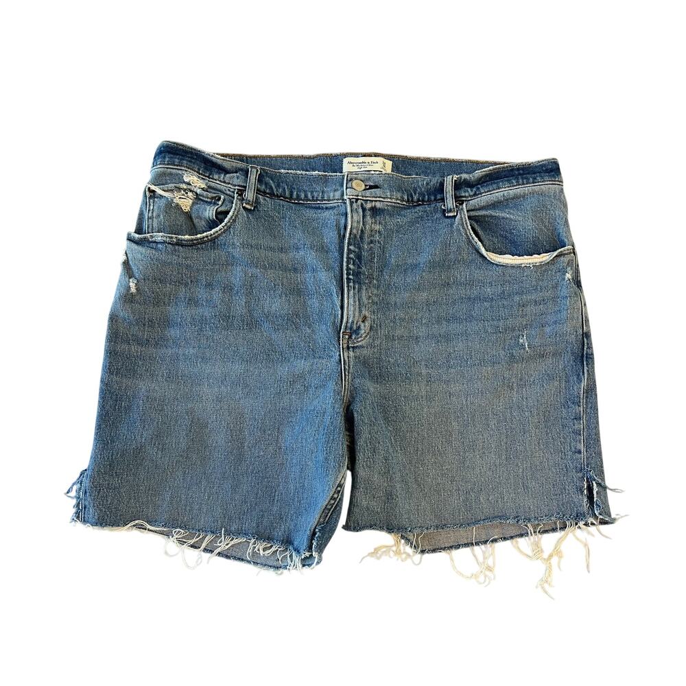 Abercrombie & Fitch Medium Blue Distressed Denim Cutoff Shorts